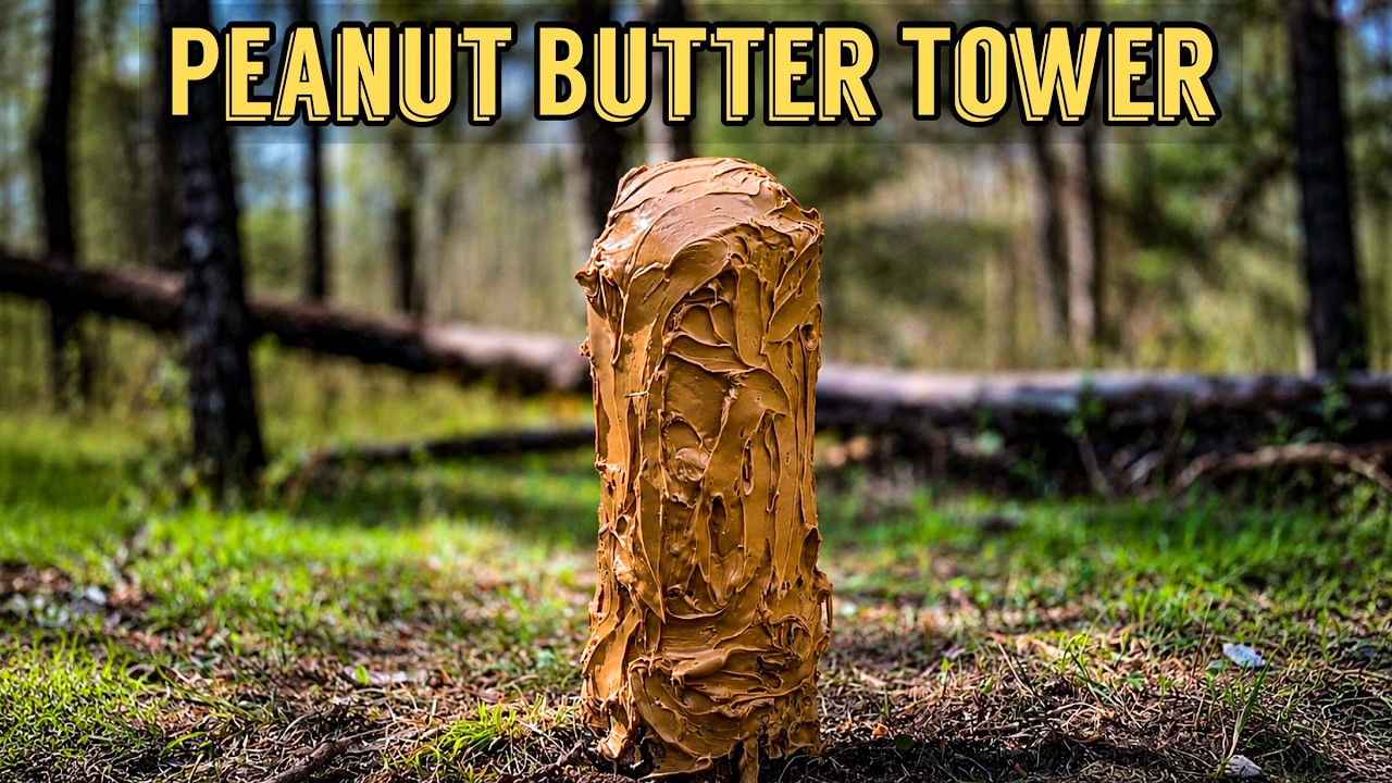 Leaving a TOWER of PEANUT BUTTER in the Woods - Here's what happened! Trail Camera
