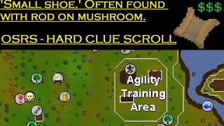 OSRS - &#39;Small shoe.&#39; Often found with rod on mushroom. CLUE SCROLL