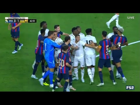 Vinicius Jr dribbles past everyone vs Barcelona  ends with a fight