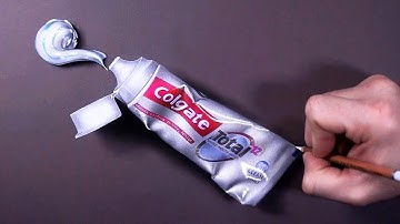 I SMEARED THE DRAWN TOOTHPASTE !! - Colgate 3d drawing