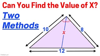 ANGLE BISECTOR! Find X Value by using the Angle Bisector Theorem & Law of Cosines | Simple Tutorial