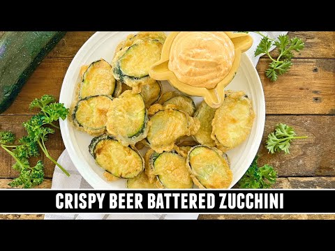 Beer battered zucchini with spicy garlic mayo alioli, from the video