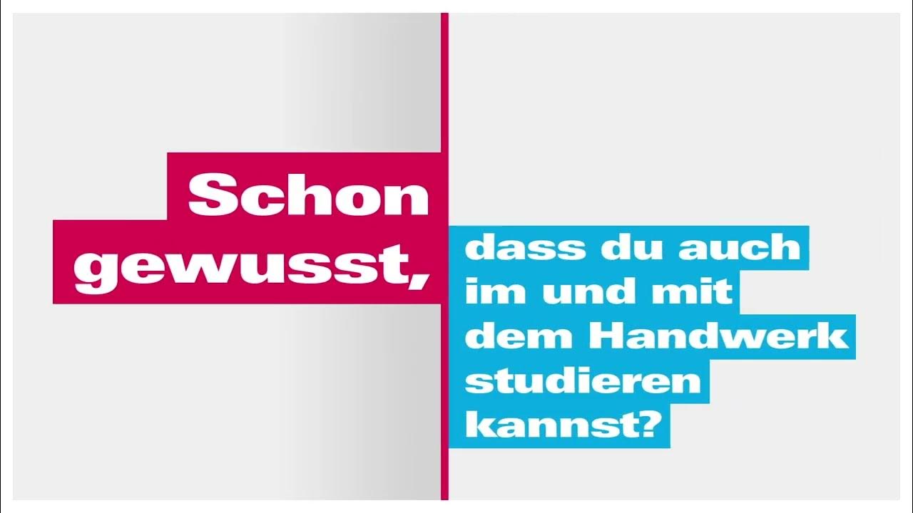 Studieren Kann Jeder Handwerker Werden Nur Die Besten Im und mit dem Handwerk studieren - YouTube