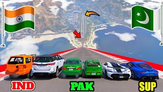 GTA 5 INDIAN CARS VS PAKISTAN CARS VS SUPER CARS LONG JUMPING CHALLENGE - Gta 5 Gameplay