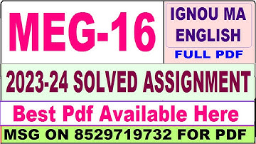 MEG 16 solved assignment 2023-24 || meg 16 solved assignment 2024 || ignou meg 16 assignment 2023-24