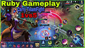 PERFECT GAMEPLAY RUBY 1vs5 | Ruby Tank Build with Super Buff Emblem Set | Ruby Carry TeamFight/LyFun