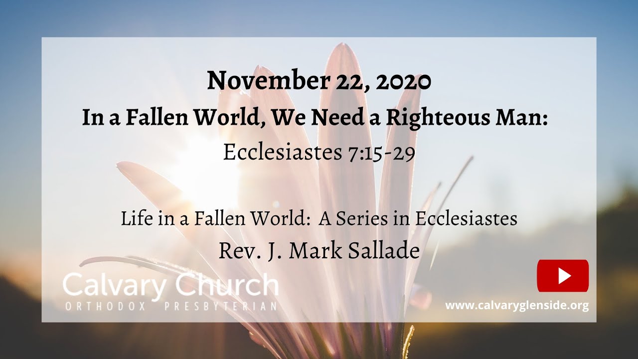 In a Fallen World, We Need a Righteous Man - Ecclesiastes 
