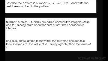 Conjectures, Inductive Reasoning, Counterexamples. 3 examples
