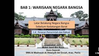 Formula Sejarah KSSM ting. 4: Peranan Pemerintah Dan Rakyat (Bab 1)