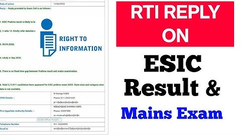 RTI reply on ESIC Result & Mains Exam Date देखे इस तारीख को होगा Exam #esic #UDC #esicudc