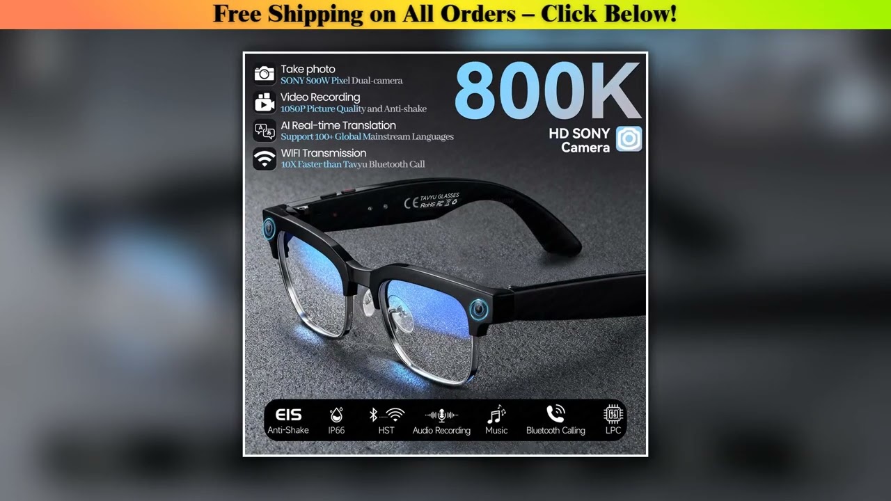 New Business 4K HD Color Change AI Smart Glasses 800W Pixel Camera 1080P Video AI Chat Music Player
