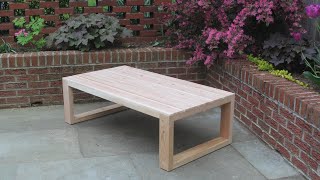 Today we are going to build this outdoor cedar coffee table out of
2x4s and fence slats costing around $50. consider subscribing, hit the
thumbs up leave...