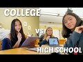 DAY IN THE LIFE: COLLEGE vs HIGH SCHOOL (sophomore edition)