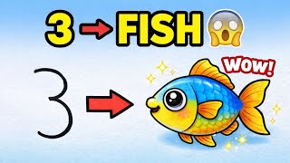 Fish Drawing Trick with Number 3 | Easy & Creative Drawing Idea #drawing #fishdrawing 