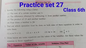 Practice set 27 class 6th math | Equations