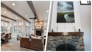 75 Living Space With A Tile Fireplace And A Stone Fireplace Design Ideas You'll Love
