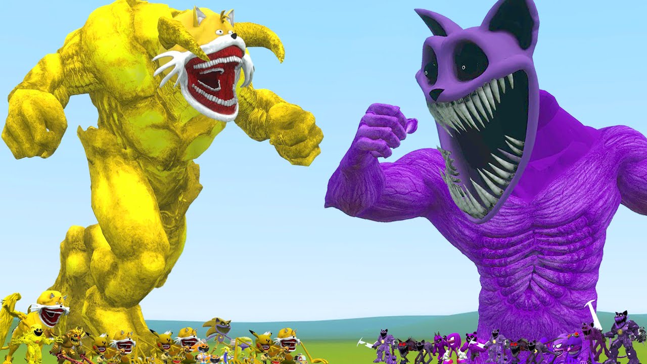 NEW POPPY PLAYTIME MONSTER CATNAP FAMILY VS BARON SHIN TAILS TAPES FAMILY In Garry's Mod ?!!