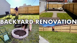 BACKYARD RENOVATION EP:4 DIY OUTDOOR FIREPIT| NEW OUTDOOR FURNITURE & DECOR |NEW HARDSCAPING & MORE