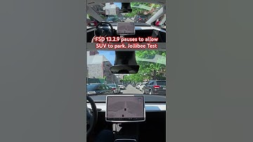 FSD 13.2.9 pauses to allow SUV to park. Jollibee Test #teslafsd #fsdbeta #fsd