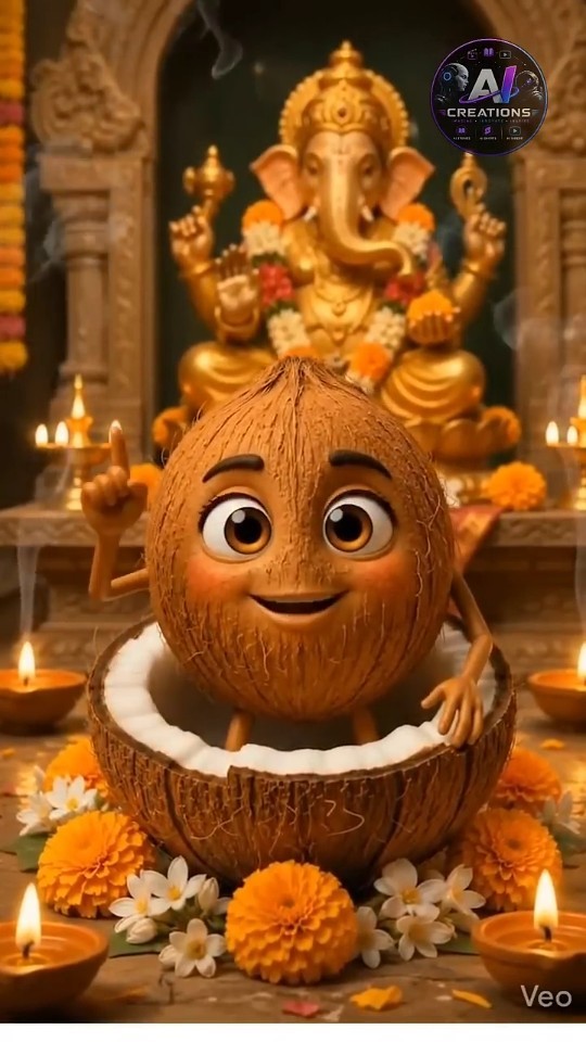 #coconutinpuja #poojaroom #tradition #hindurituals #spiritual #devotion #auspicious - ShareChat
