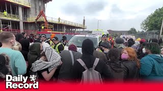 Pro-Palestine protestors in Glasgow clash with cops as they block Thales factory