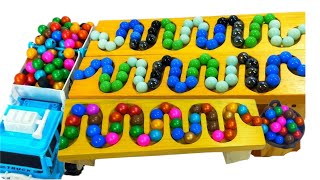 AMAZING ! ASMR Marble run on track HABA - Marble run race ASMR row HABA slope &amp; big dump truck