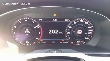 Passat B8 2.0 TSI 220 HP acceleration 0-100, 0-200, 100-200