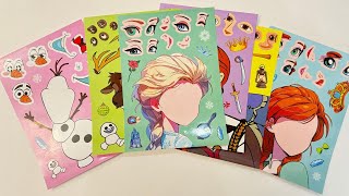 Elsa & Anna DISNEY PRINCESS ❄ Frozen DIY  Decorate Sticker Book [ToyASMR]
