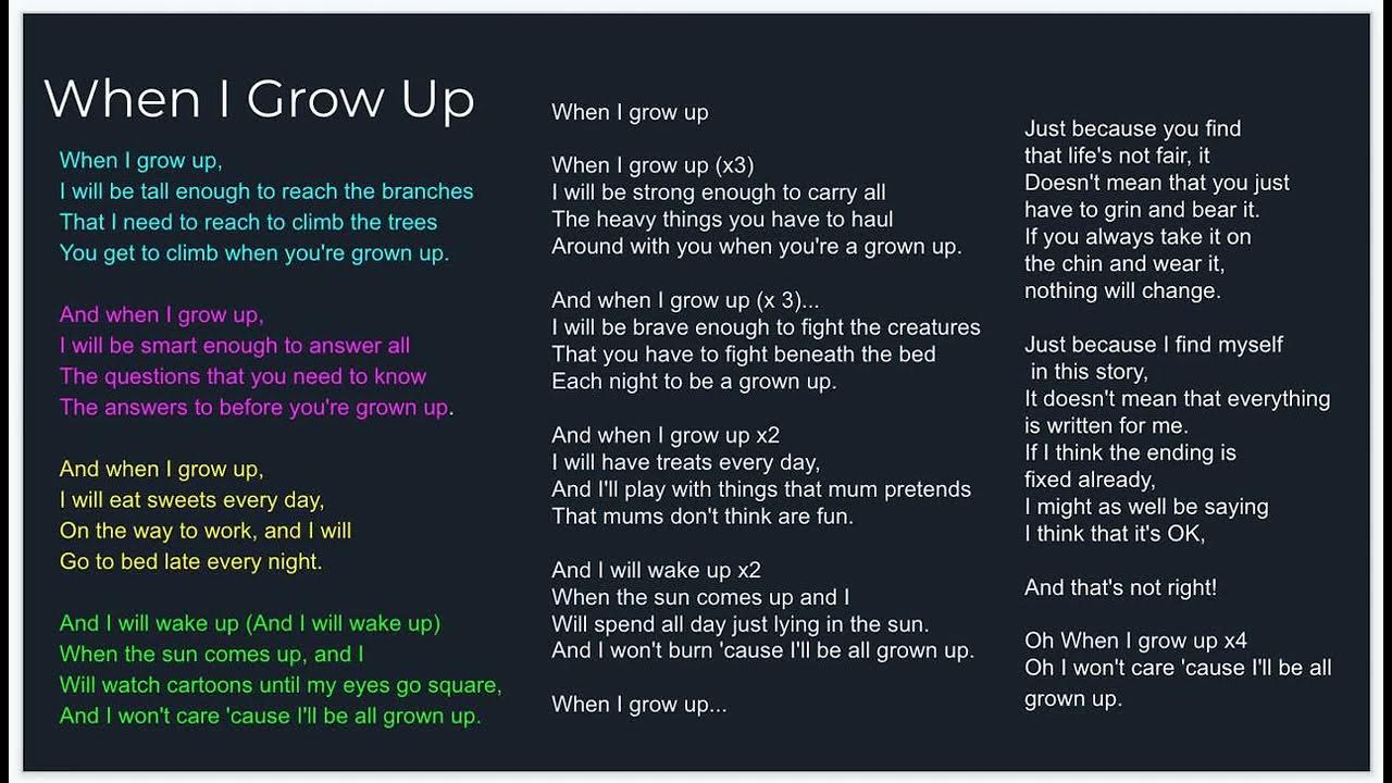 When I Grow Up Lyrics Matilda Karaoke When I Grow Up from Matilda Instrumental - YouTube