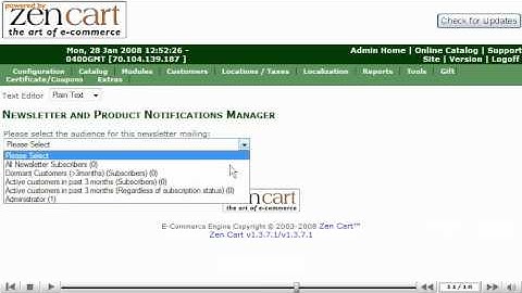 Send out a newsletter in ZenCart | ZenCart Newsletter