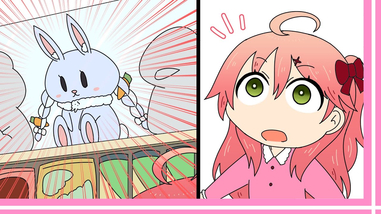 【切り抜き漫画】幼いみこちと兎のぬいぐるみとぽぽちゃん人形【さくらみこ/ホロライブ】