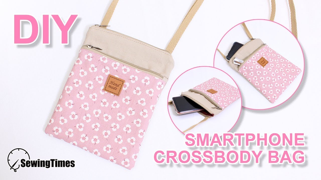 DIY Smartphone Crossbody Bag | 미니 핸드폰 가방 | 2 zipper pouch bag tutorial [sewingtimes] - YouTube