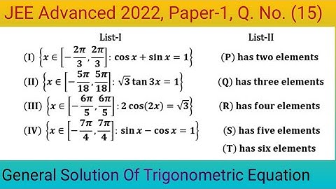 IIT | JEE Advanced 2022 Question Paper-1 With Solution | Q. No. (15) | Trigonometric Equation
