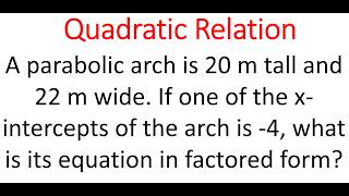 Equation Of Parabolic Arch From Its Width, Height &amp; x-intercept
