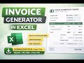 Invoice Generator in Excel | Step-by-Step Tutorial (Auto Calculations &amp; PDF Export)