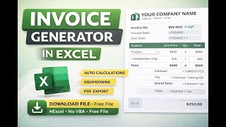 Invoice Generator in Excel | Step-by-Step Tutorial (Auto Calculations & PDF Export)