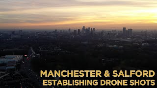 Manchester City Centre Establishing Drone Shots - Etihad Old Trafford Salford Quays Northern Quarter