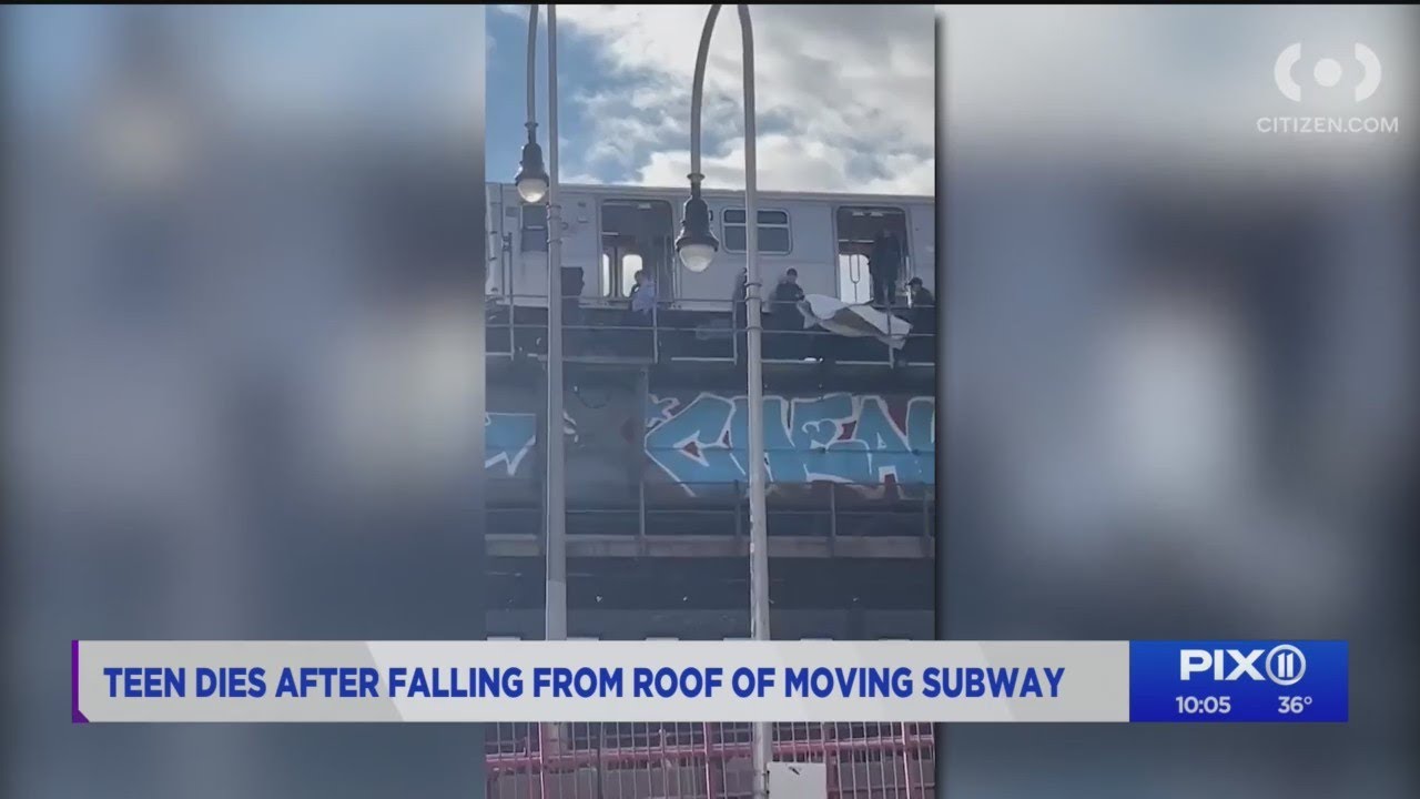 Brooklyn subway surfers' stunt caught on camera