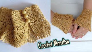 كروشيه جوانتي بدون أصابع (معصم) لأي مقاس, &quot;Crochet Fingerless Gloves&quot;