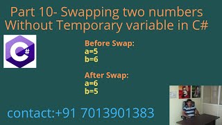 Swapping two numbers Without Temporary variable in C# - Part 10
