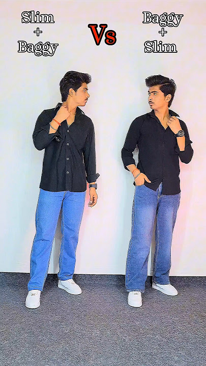Styling Baggy shirt 👔 with slim fit jeans👖 vs slim fit shirt 👔 with baggy jeans 👖 Which one is good