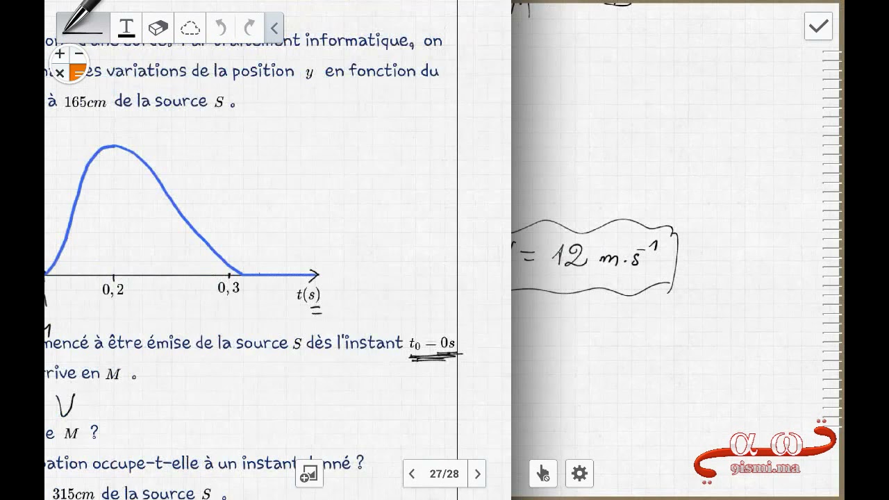 Physique ch1 : Exercice 2 (ondes mécaniques progréssives)