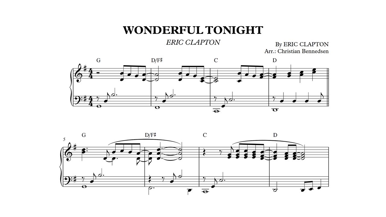 Wonderful Tonight - Piano