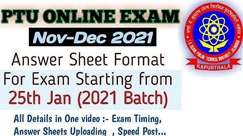 PTU Online Exam Answer Sheet Format For 2021 Batch |All Information In One Video |Exam From 25th Jan
