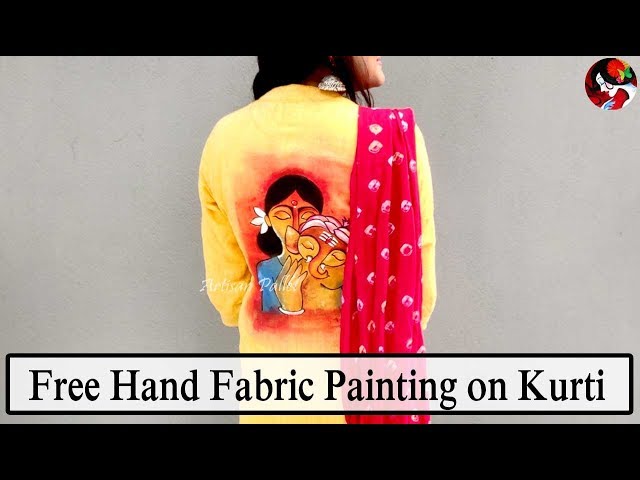 Prakriti Hand-painted Madhubani Painting Cotton Unstitched Kurta –  MADHUBANI PAINTS BY ASHA JHA