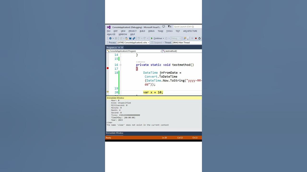 Immediate Window in Visual Studio shorts YouTube
