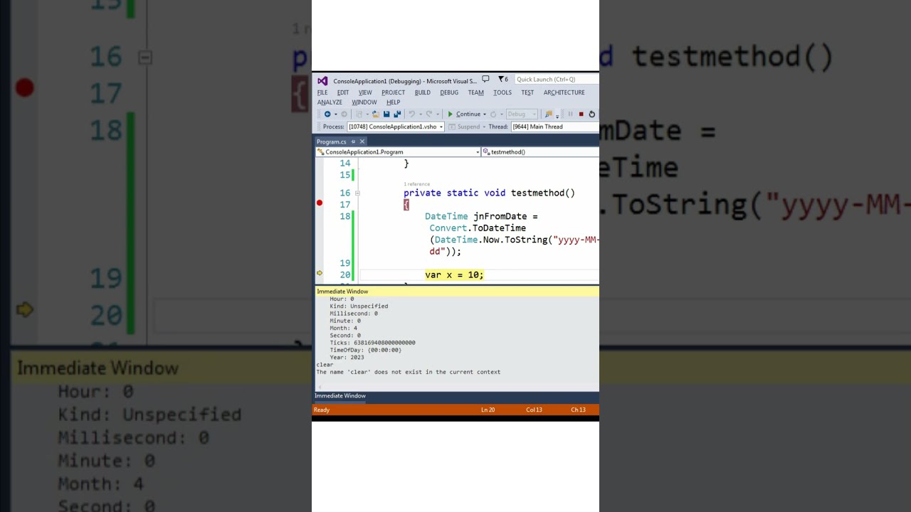 Immediate Window In Visual Studio shorts YouTube Immediate Window In Visual Studio shorts YouTube