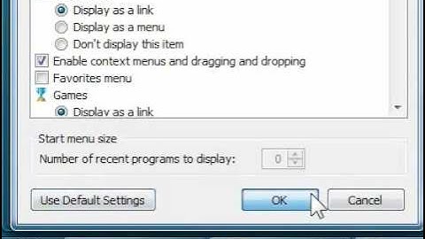 How to set the Start Menu settings to default in Windows 7