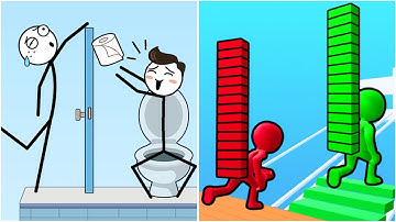 Bridge Race vs Mr Long Hand - Mobile All Levels Gameplay Walkthrough Part 1