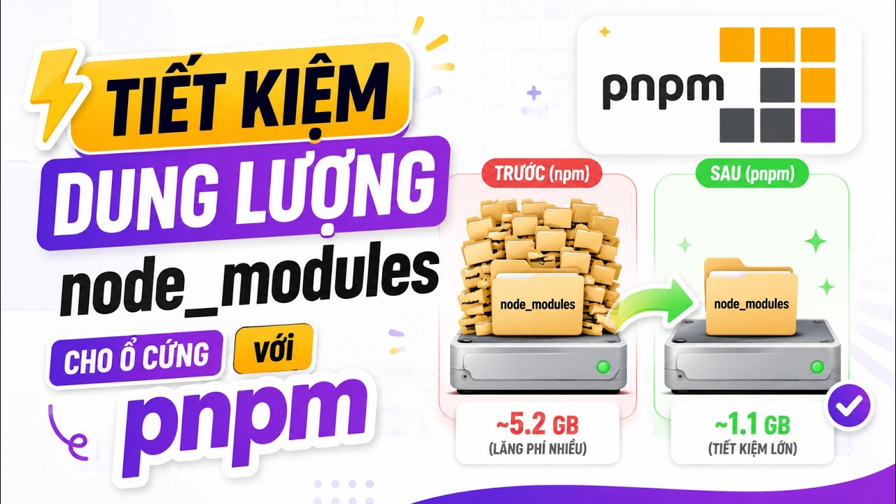 Tiết kiệm dung lượng node_modules cho ổ cứng với pnpm - YouTube